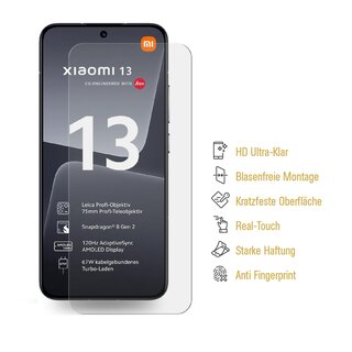 3x Panzerfolie fr Xiaomi 13 Displayschutz Schutzfolie KLAR ANTI-SHOCK/ ANTI-KRATZ/ ANTI-BRUCH/ ANTI-SCHMUTZ