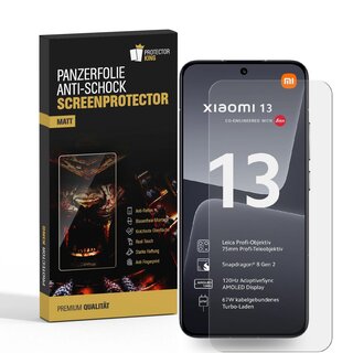 3x Panzerfolie fr Xiaomi 13 MATT Displayschutz Schutzfolie Entspiegelt ANTI-SHOCK/ ANTI-KRATZ/ ANTI-BRUCH/ ANTI-SCHMUTZ