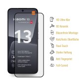 3x 9D Keramik-Glass für Xiaomi 13 FULL COVER 3D KLAR Panzerfolie Displayschutz Schutzfolie Ceramic Screen-Protector