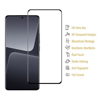 1x 9H Panzerhartglas fr Xiaomi 13T/ 13T Pro 3D KLAR Displayschutz Schutzglas Tempered echtes Panzerglas Schutzfolie