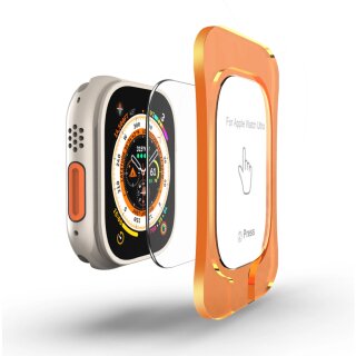 4x 9H Panzerglas für Apple Watch Ultra 49mm HD KLAR mit Montagehilfe Schutzglas Displayschutz Schutzfolie echtes Tempered Glass Screen Protector