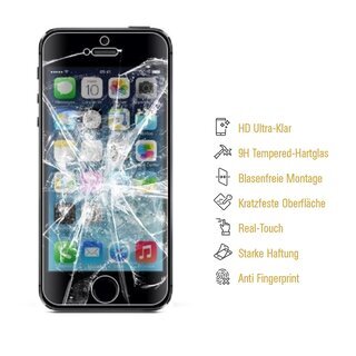 2x 9H Hartglasfolie fr iPhone 5 5S 5C 5SE Panzerfolie Glasfolie Schutzglas KLAR Panzerglas Schutzfolie