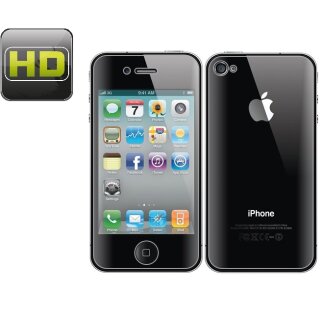 2x Displayschutzfolie fr iPhone 4 4S Displayfolie Schutzfolie Folie HD KLAR F/B