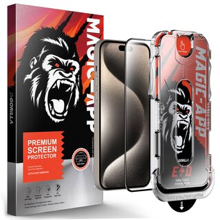 4x X-Gorilla Tempered 9H Glass fr iPhone 15 Pro MAGIC-APP 3D KLAR Gorillaschutzglas Gorillapanzerglas Gorillahartglas Panzegorillaglas Screen Protector
