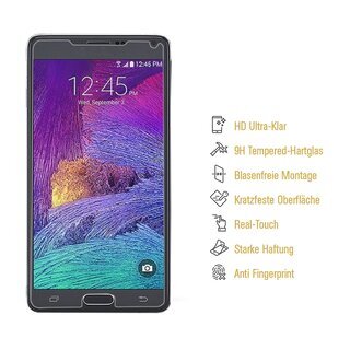 2x 9H Hartglasfolie für Samsung Galaxy Note 4 Panzerfolie Displayglas HD KLAR Panzerglas Schutzfolie