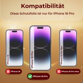 3x 9H Panzerglas für iPhone 16 Pro HD KLAR echtes Tempered Glass Panzerfolie Displayschutz Schutzglas Hartglas Schutzfolie Screen-Protector