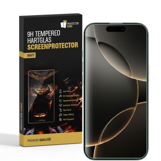 1x 9H Panzerglas für iPhone 16 Pro matt Anti-Reflex entspiegelt echtes Tempered Glass Panzerfolie Displayschutz Schutzglas Schutzfolie Screen-Protector