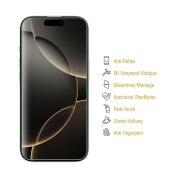 3x 9H Panzerglas für iPhone 16 Pro matt Anti-Reflex entspiegelt echtes Tempered Glass Panzerfolie Displayschutz Schutzglas Schutzfolie Screen-Protector