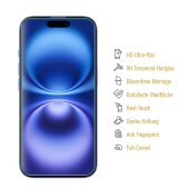 1x 9H Panzerglas für iPhone 16 3D A++ KLAR EXTREM HART echtes Tempered Glass Panzerfolie Displayschutz Schutzglas Hartglas Schutzfolie Screen-Protector