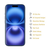 2x 9H Panzerglas für iPhone 16 3D A++ KLAR EXTREM HART echtes Tempered Glass Panzerfolie Displayschutz Schutzglas Hartglas Schutzfolie Screen-Protector