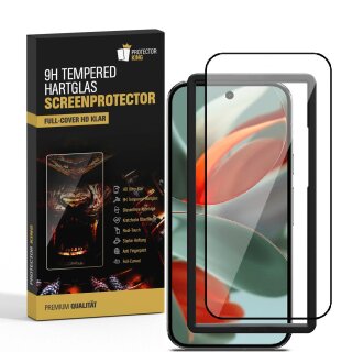 4x 9H Panzerglas für Google Pixel 9 Pro FULL COVER HD KLAR mit Montagerahmen echtes Tempered Glass Panzerfolie Displayschutz Schutzglas Schutzfolie Screen-Protector