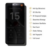 2x Blickschutz 9H Panzerglas für Xiaomi 15 Ultra Full-Curved Anti-Spy Privacy echtes Tempered Glass Schutzglas Displayschutz Screen-Protector