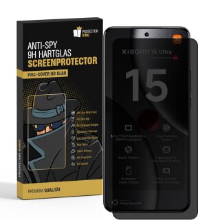 5x Blickschutz 9H Panzerglas für Xiaomi 15 Ultra Full-Curved Anti-Spy Privacy echtes Tempered Glass Schutzglas Displayschutz Screen-Protector