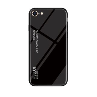Schutzhülle für iPhone 7 Gardient Glashülle Cover Case Hülle Tasche Bumper Schwarz