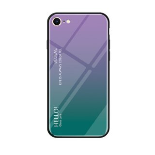 Schutzhlle fr iPhone 7 Gardient Glashlle Cover Case Hlle Tasche Bumper LILA