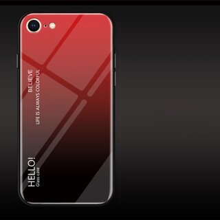 Schutzhlle fr iPhone 7 Gardient Glashlle Cover Case Hlle Tasche Bumper ROT