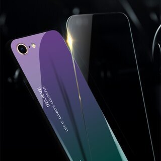 Schutzhlle fr iPhone 8 Gardient Glashlle Cover Case Hlle Tasche Bumper Lila