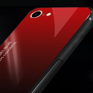 Schutzhlle fr iPhone 8 Gardient Glashlle Cover Case Hlle Tasche Bumper Rot