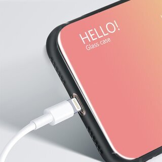 Schutzhlle fr iPhone 8 Gardient Glashlle Cover Case Hlle Tasche Bumper Rot