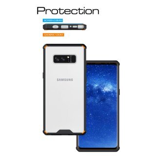 Handy Tasche fr Samsung Galaxy Note 8 Case Schutz Hlle Cover Transparent Schwarz