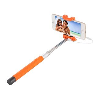 Selfie Stick fr iPhone Samsung Sony Huawei Xiaomi LG HTC 23,5cm-105,5cm Orange