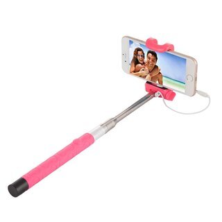Selfie Stick fr iPhone Samsung Sony Huawei Xiaomi LG HTC 23,5cm-105,5cm Pink