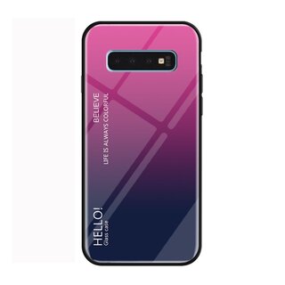 Handy Tasche fr Samsung Galaxy S10 Gradient Glas Case Cover Schutz Hlle Pink