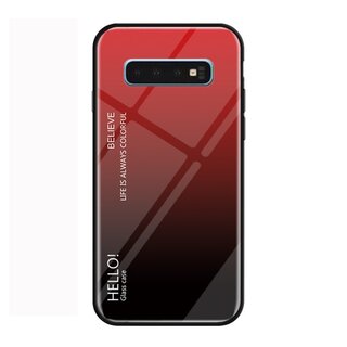 Handy Tasche fr Samsung Galaxy S10 Gradient Glas Case Cover Schutz Hlle Rot